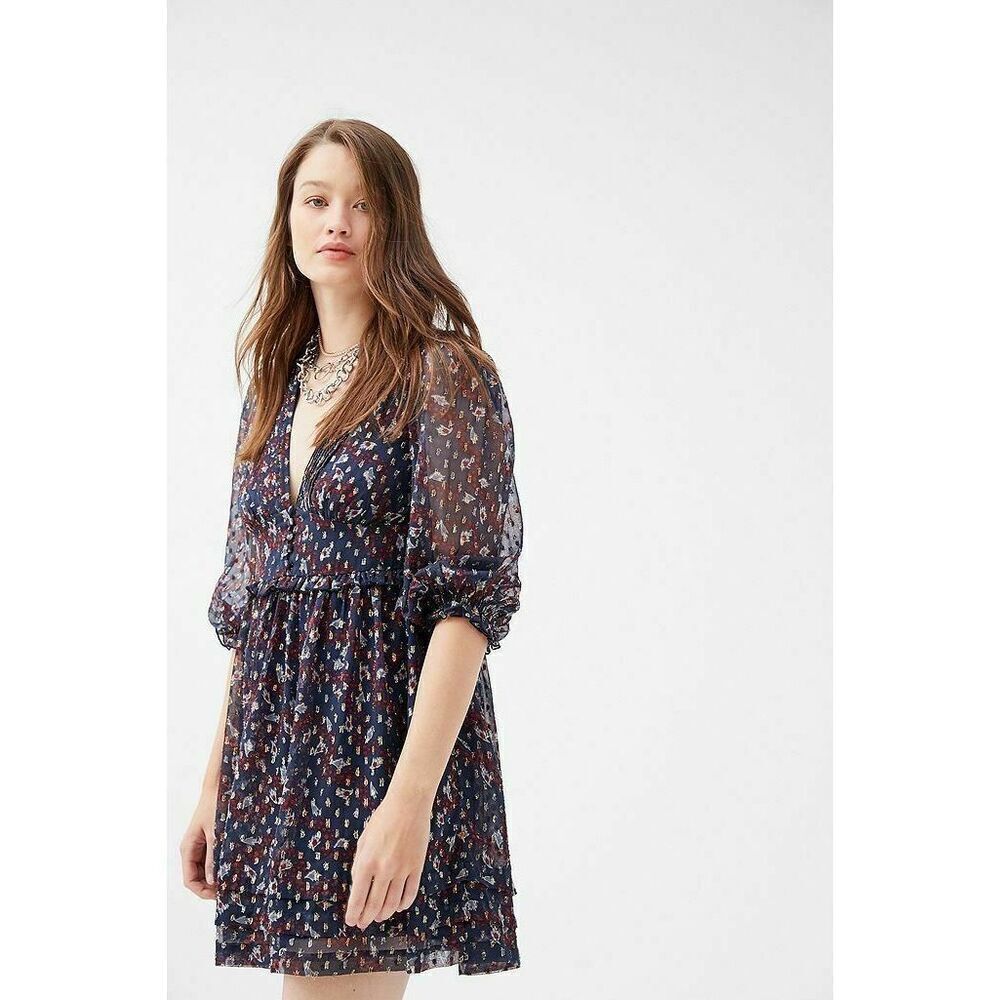 ✨Urban Outfitters UO Cheetah Print Chiffon Mini Sz Medium Dress✨